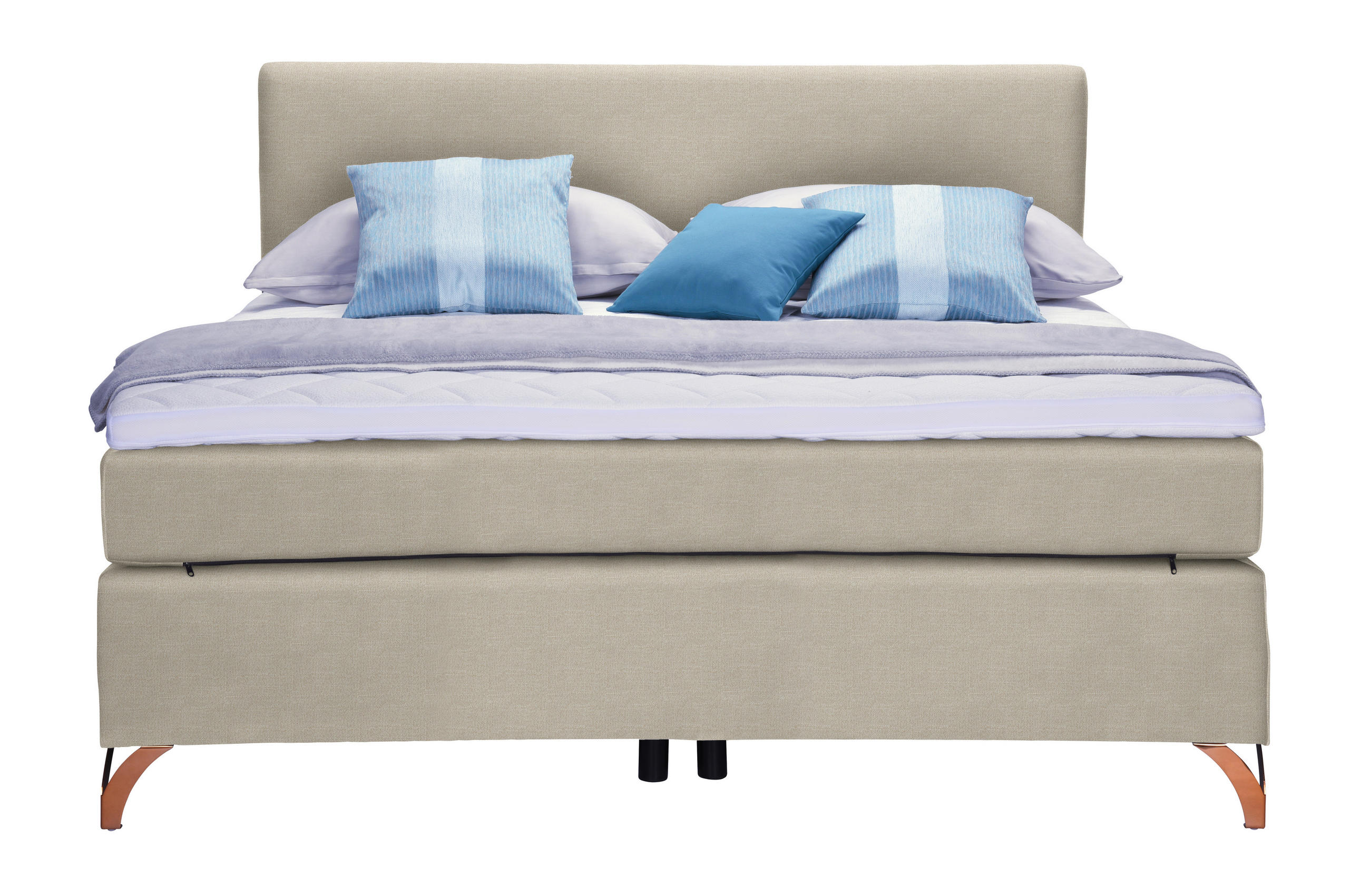 BOXSPRINGBETT 120/200 cm  in Beige  - Beige/Kupferfarben, Design, Textil/Metall (120/200cm) - Esposa
