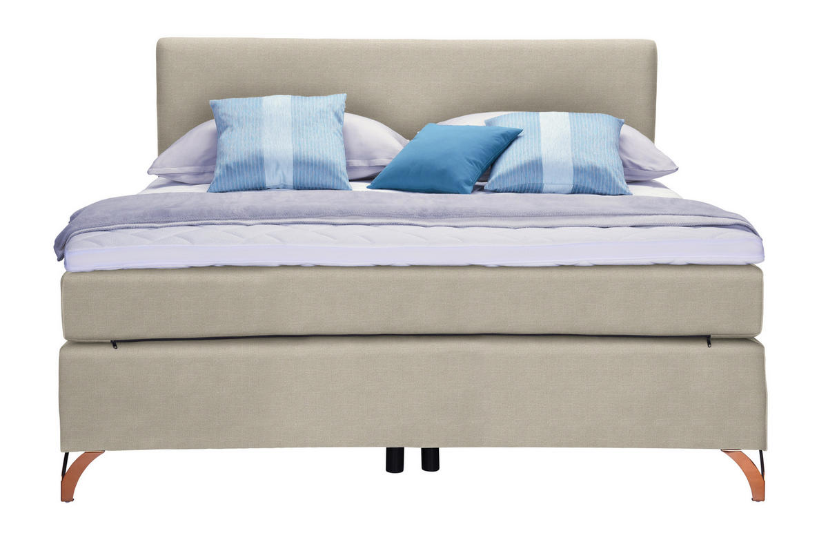 BOXSPRINGBETT 120/200 cm  in Beige  - Beige/Kupferfarben, Design, Textil/Metall (120/200cm) - Esposa