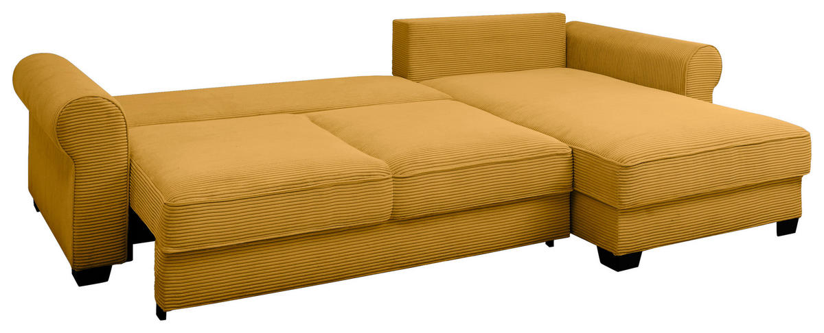 ECKSOFA Gelb Cord  - Gelb/Schwarz, KONVENTIONELL, Kunststoff/Textil (318/197cm) - Hom`in