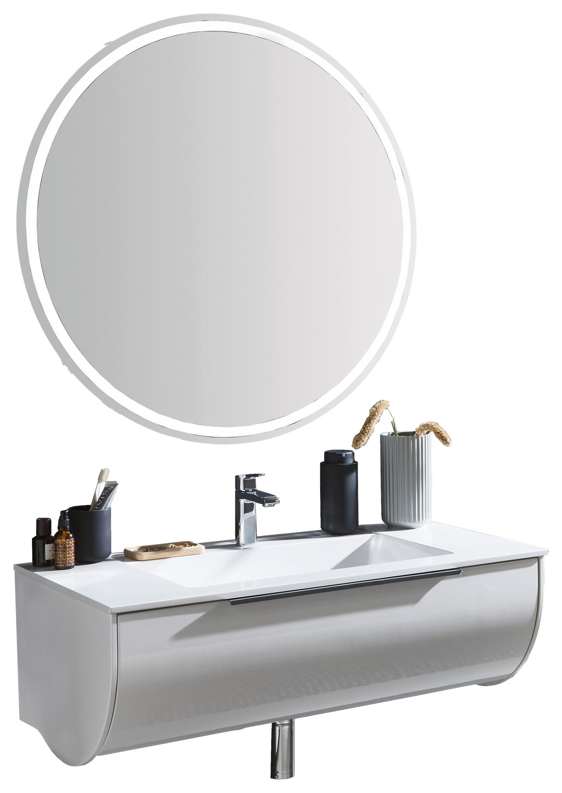 BADEZIMMER  in 93,2 cm  - Weiß, MODERN, Glas/Holzwerkstoff (93,2cm) - Novel