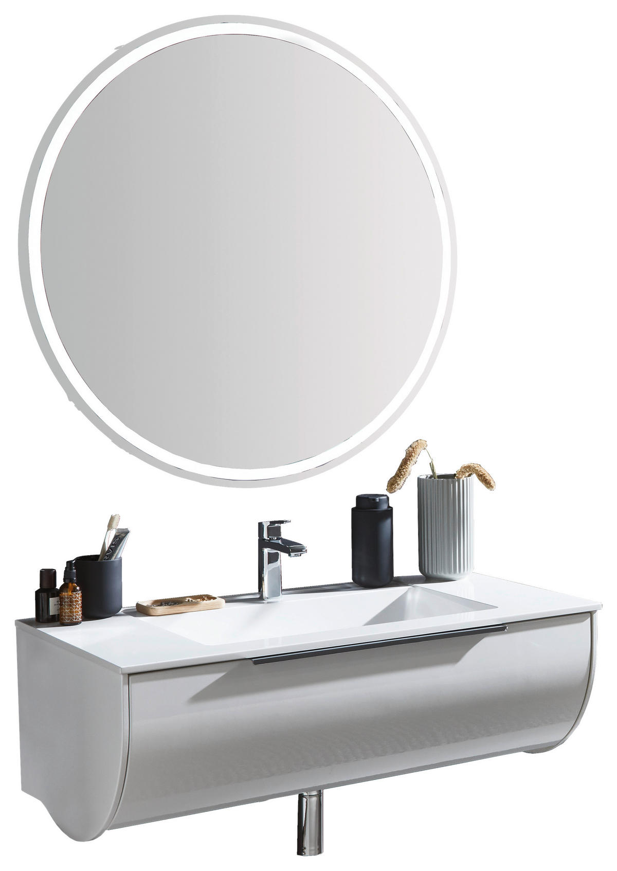 BADEZIMMER  in 93,2 cm  - Weiß, MODERN, Glas/Holzwerkstoff (93,2cm) - Novel
