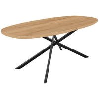 ESSTISCH Schwarz, Eichefarben bootsförmig  in verschiedenen Holzdekoren erhältlich  - Eichefarben/Schwarz, Basics, Holzwerkstoff/Metall (160/95/76cm) - Celina Home