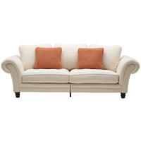 MEGASOFA in Flachgewebe Weiss  - Weiss/Schwarz, Design, Holz/Textil (273/85/110cm) - Ambia Home