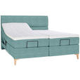 BOXSPRINGBETT 180/200 cm  in Petrol  - Eichefarben/Petrol, KONVENTIONELL, Holz/Textil (180/200cm) - Voleo