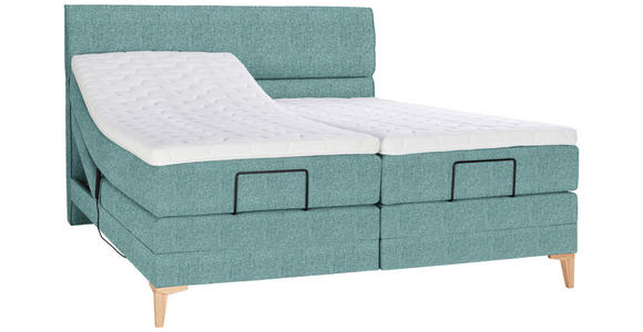 BOXSPRINGBETT 180/200 cm  in Petrol  - Eichefarben/Petrol, KONVENTIONELL, Holz/Textil (180/200cm) - Voleo