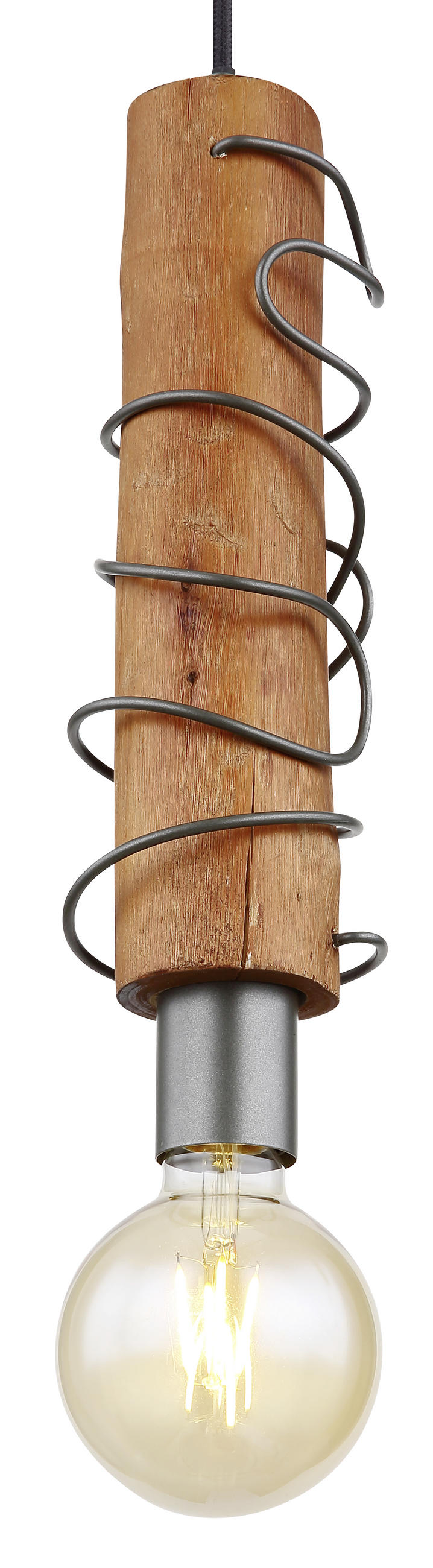 HÄNGELEUCHTE Alice 10/120 cm   - Braun/Grau, Natur, Holz/Metall (10/120cm) - Globo
