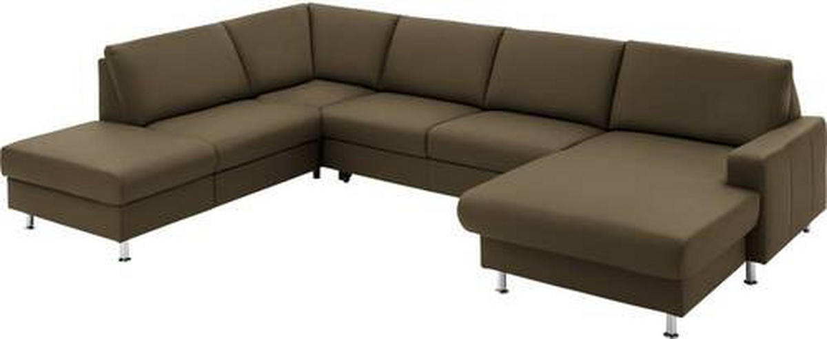 WOHNLANDSCHAFT in Echtleder Grün  - Alufarben/Grün, Design, Leder/Metall (233/339/165cm) - Beldomo Premium