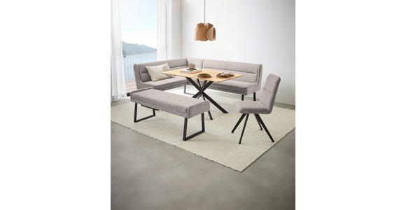 ECKBANK 159/237 cm Webstoff Schwarz, Hellgrau - Hellgrau/Schwarz, Design, Textil/Metall (159/237cm) - Novel