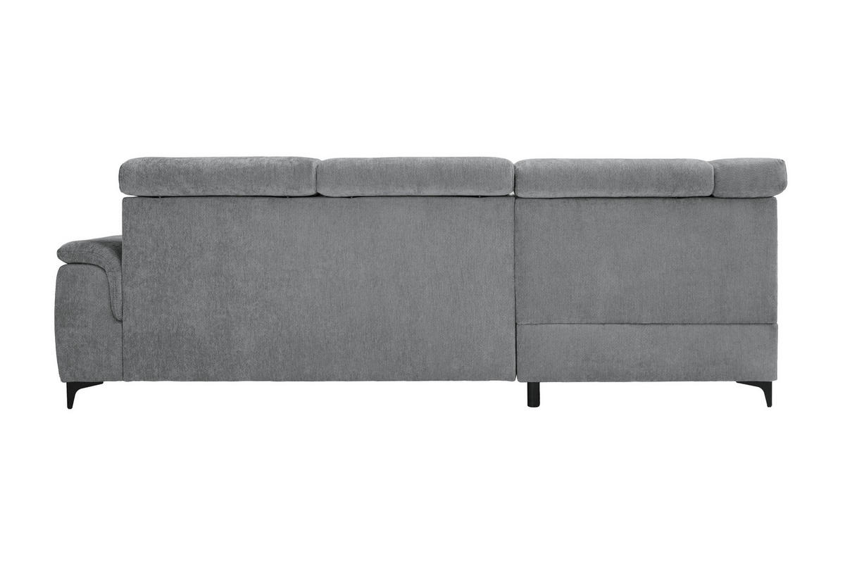 ECKSOFA Dunkelgrau Chenille Bettkasten, Schlaffunktion, Rücken echt, Kopfteilverstellung, Liegefläche im Originalstoff  - Dunkelgrau/Schwarz, KONVENTIONELL, Textil/Metall (206/265cm) - Carryhome