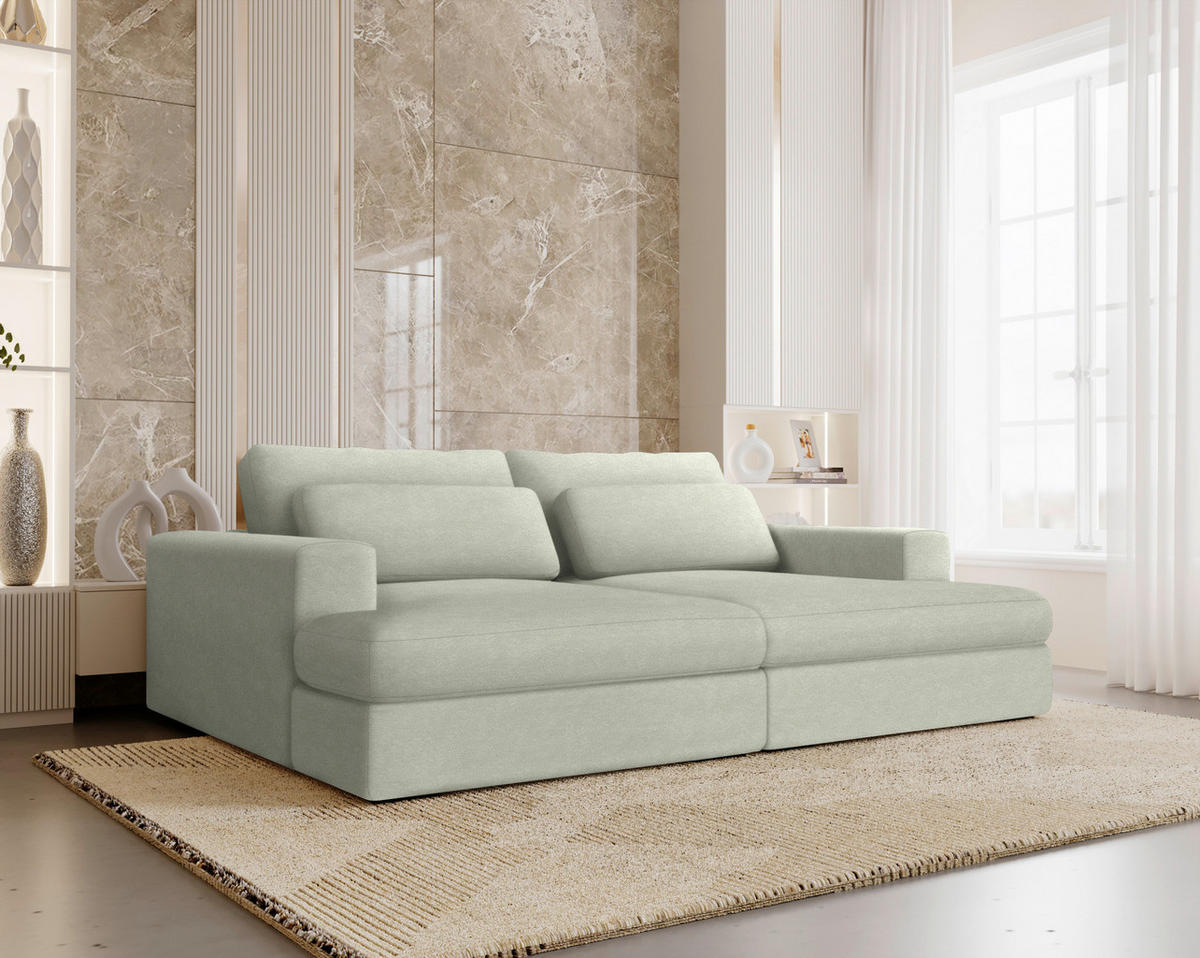 BIGSOFA in Chenille Greige  - Greige/Schwarz, Design, Textil (223/80/158cm) - Lomoco