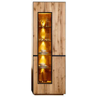 VITRINE  in furniert, massiv, teilmassiv Eiche Eichefarben - Eichefarben/Anthrazit, KONVENTIONELL, Glas/Holz (72/203/38cm) - Linea Natura