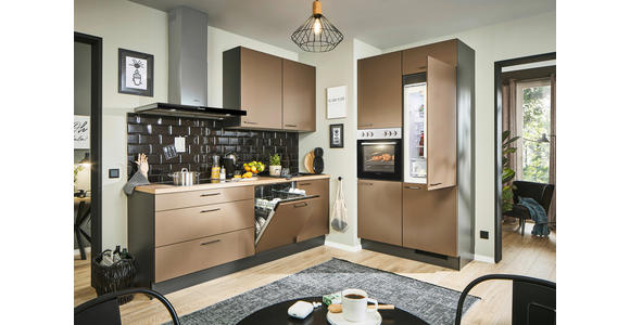 ECKKÜCHE 220/120 cm in Graphitfarben, Schwarz, Bronzefarben - Schwarz/Graphitfarben, Design, Holzwerkstoff/Metall (220/120cm) - Xora