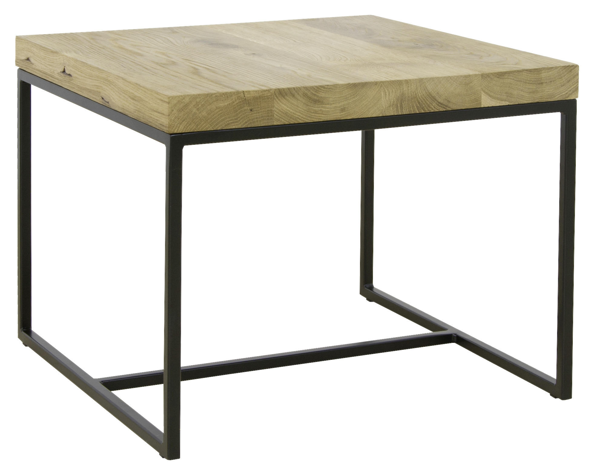 COUCHTISCH Eiche massiv quadratisch Schwarz, Eichefarben 50/50/40 cm  - Eichefarben/Schwarz, Design, Glas/Holz (50/50/40cm) - Novel