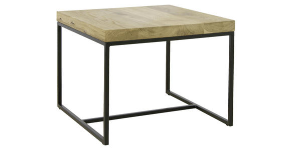 COUCHTISCH Eiche massiv 50/50/40 cm quadratisch Schwarz, Eichefarben - Eichefarben/Schwarz, Design, Holz (50/50/40cm) - Novel