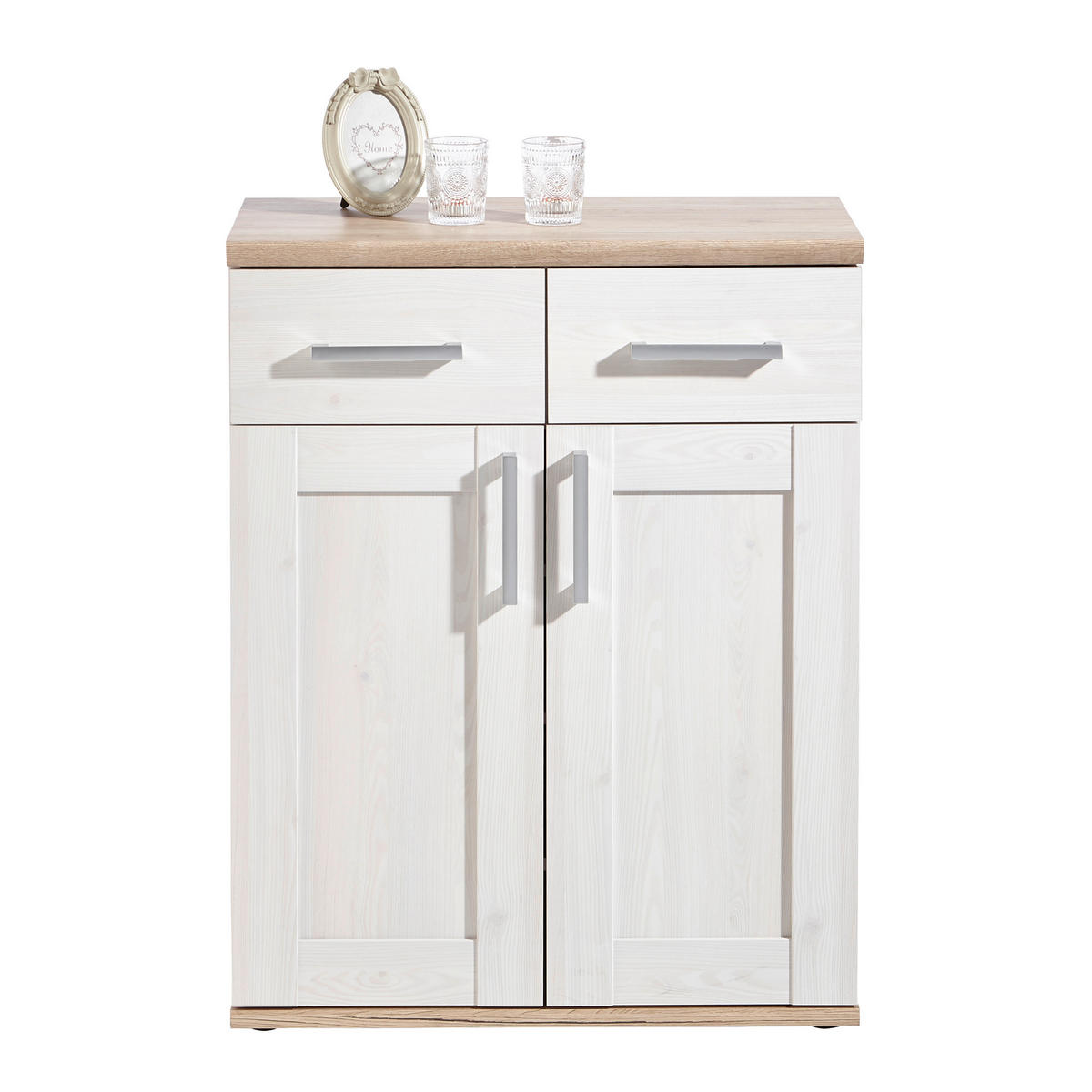 KOMODA   76/91/38 cm   bijela  - bijela/srebrne boje, Design, drvni materijal/plastika (76/91/38cm) - Xora