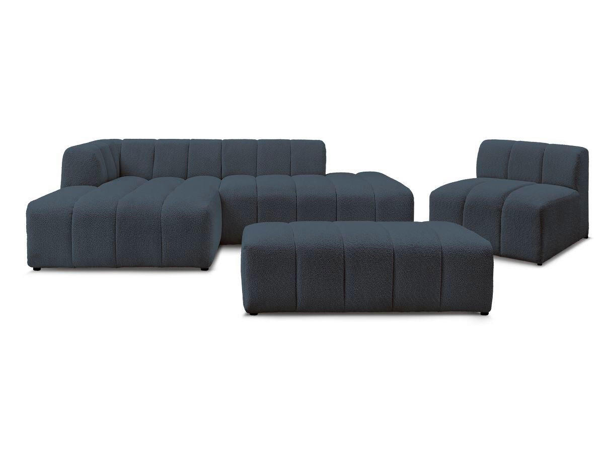 ECKSOFA Ottomane links  ANNECY Dunkelblau Bouclé  - Schwarz/Dunkelblau, MODERN, Kunststoff/Textil (170/262cm)