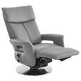 RELAXSESSEL in Leder Hellgrau  - Edelstahlfarben/Hellgrau, Design, Leder/Metall (78/112/85cm) - Cantus