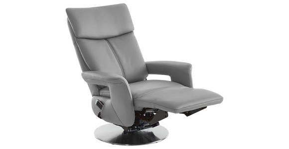 RELAXSESSEL in Leder Hellgrau - Edelstahlfarben/Hellgrau, Design, Leder/Metall (78/112/85cm) - Cantus