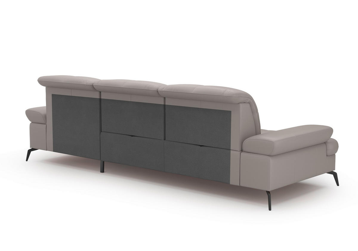 ECKSOFA in Vliesstoff Kombination Echtleder/Stoff Hellgrau  - Hellgrau/Schwarz, Konventionell, Leder/Textil (279/185cm) - Sit & More