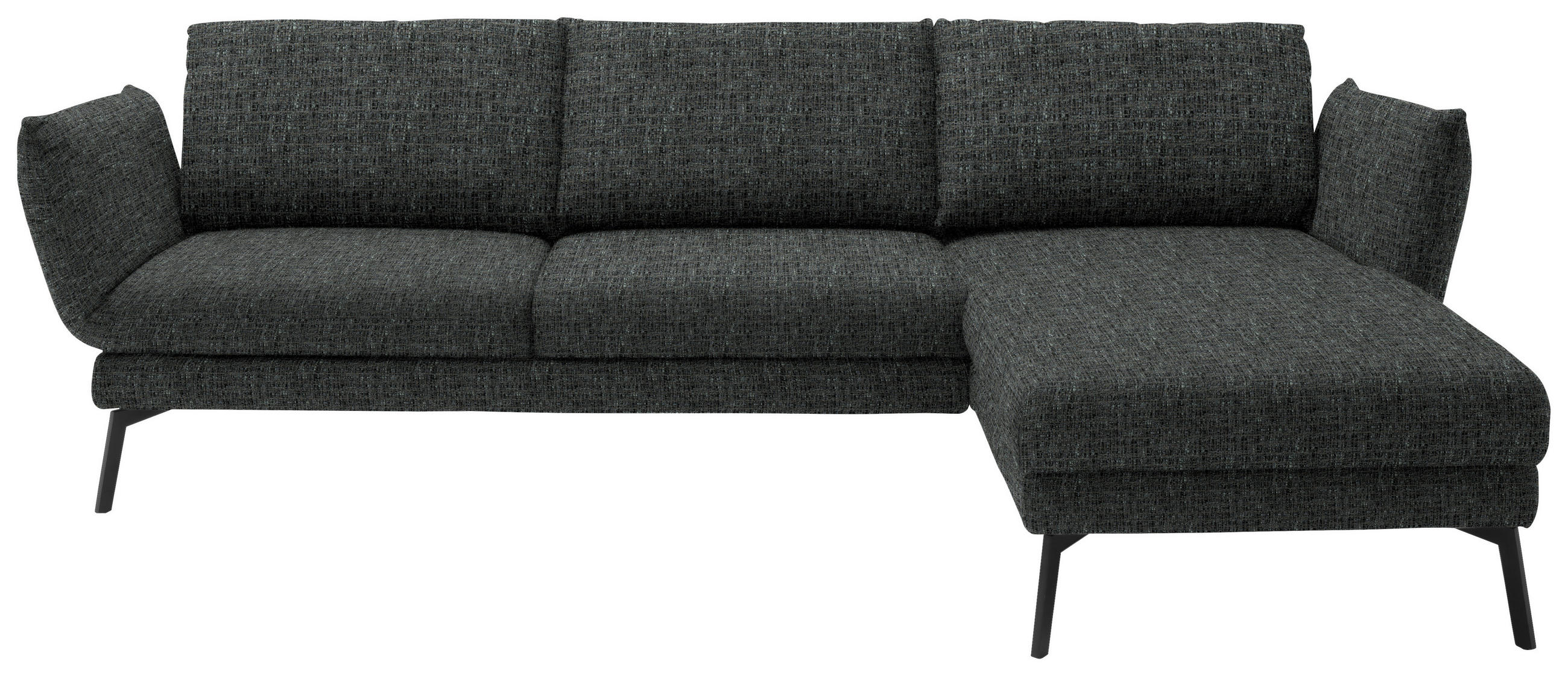 ECKSOFA in Flachgewebe Anthrazit  277/175 cm  - Anthrazit/Schwarz, Design, Textil/Metall (277/175cm) - Schöner Wohnen