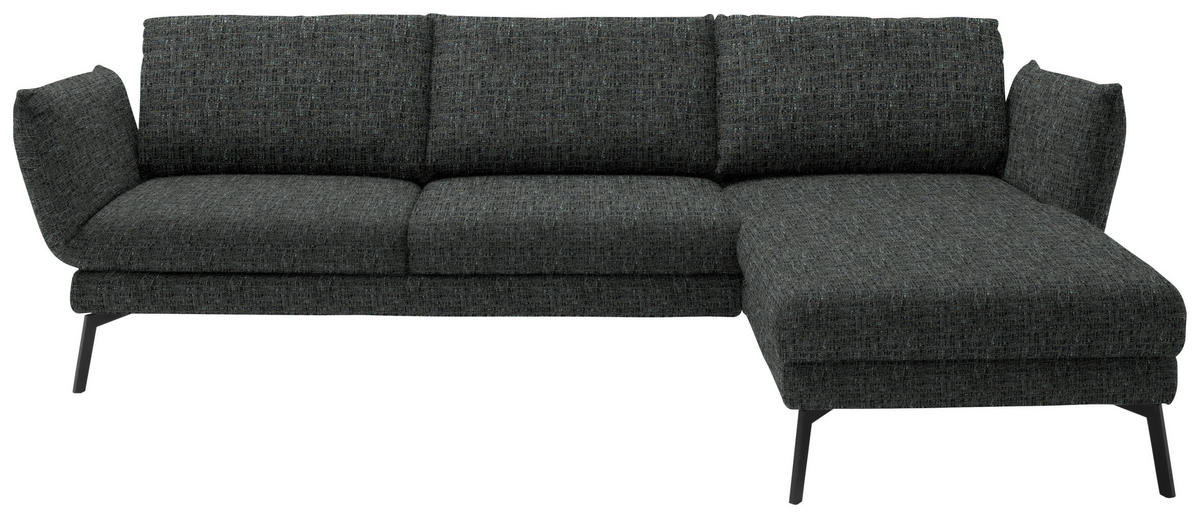 ECKSOFA in Flachgewebe Anthrazit  277/175 cm  - Anthrazit/Schwarz, Design, Textil/Metall (277/175cm) - Schöner Wohnen
