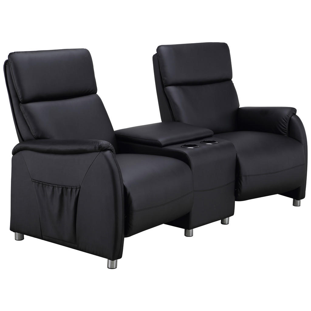 Thumbnail - Livetastic Heimkino-Sofa Heimkino, Schwarz, Metall, Kunststoff, Textil, 2-Sitzer, 186x104x90 cm, Relaxfunktion, Wohnzimm...