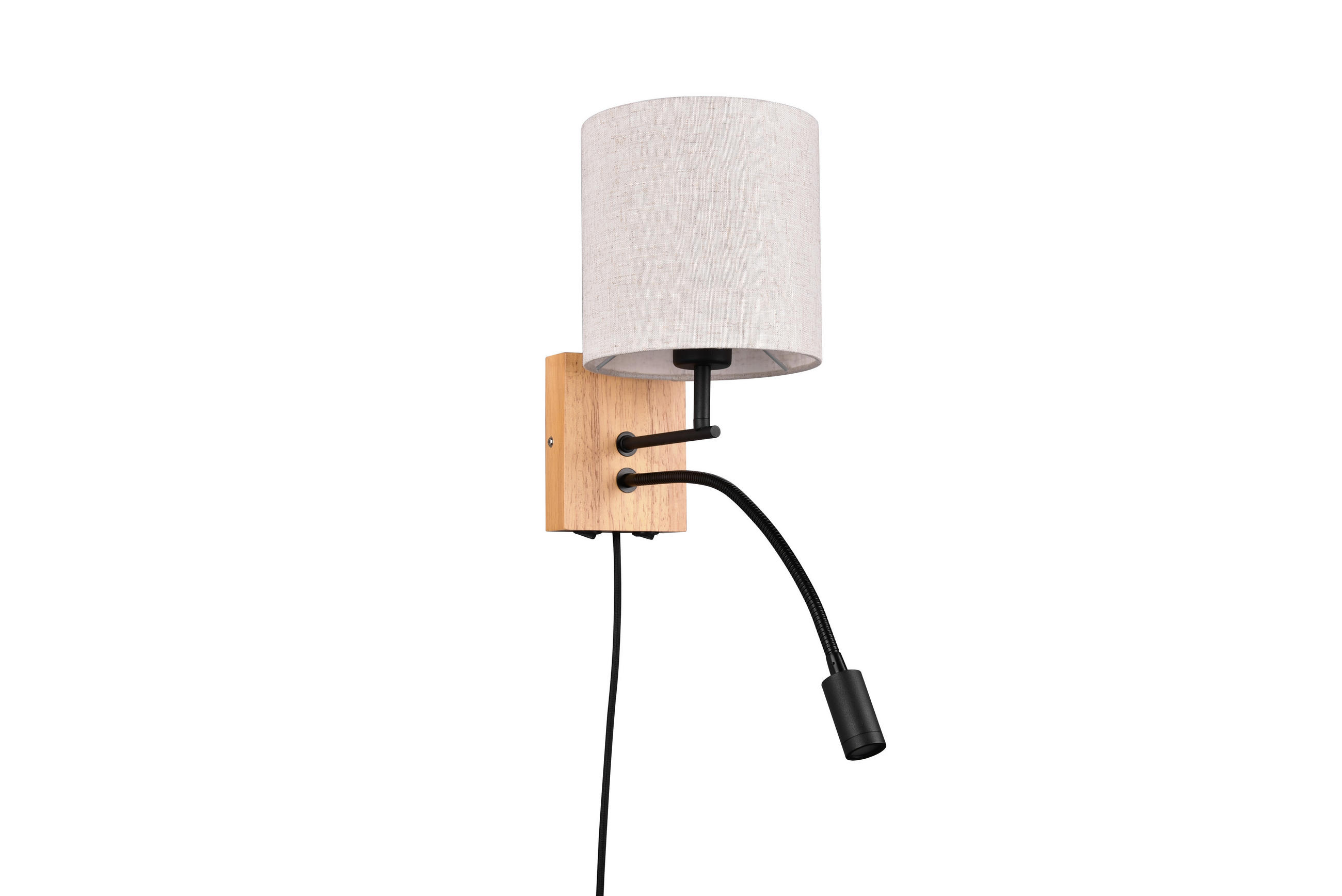 WANDLEUCHTE Nilam 18/30 cm   - Braun/Weiß, Natur, Holz/Textil (18/30cm) - Trio Leuchten