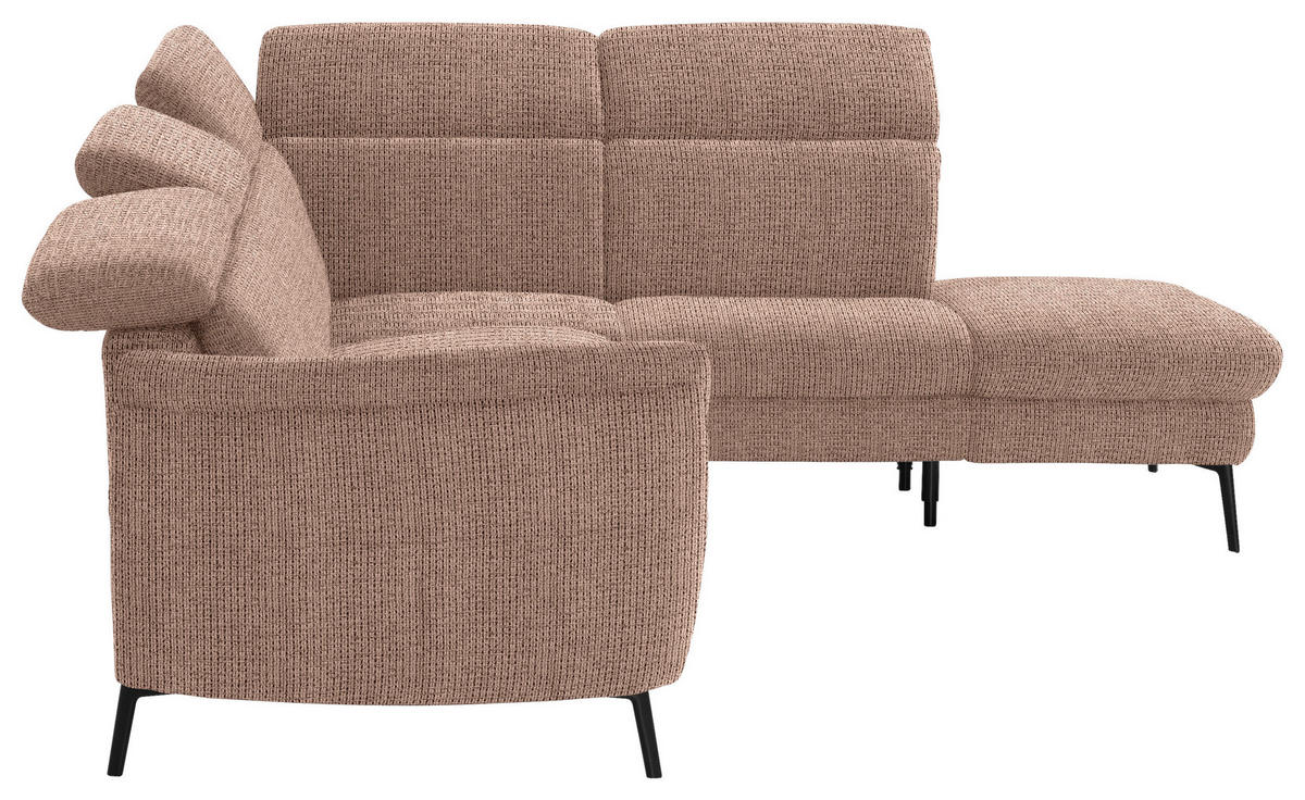ECKSOFA in Struktur Kupferfarben  - Schwarz/Kupferfarben, Modern, Textil/Metall (275/235cm) - Cantus