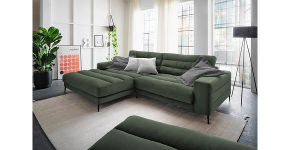 ECKSOFA in Cord Olivgrün 207/296 cm - Schwarz/Olivgrün, Design, Textil/Metall (207/296cm) - Dieter Knoll