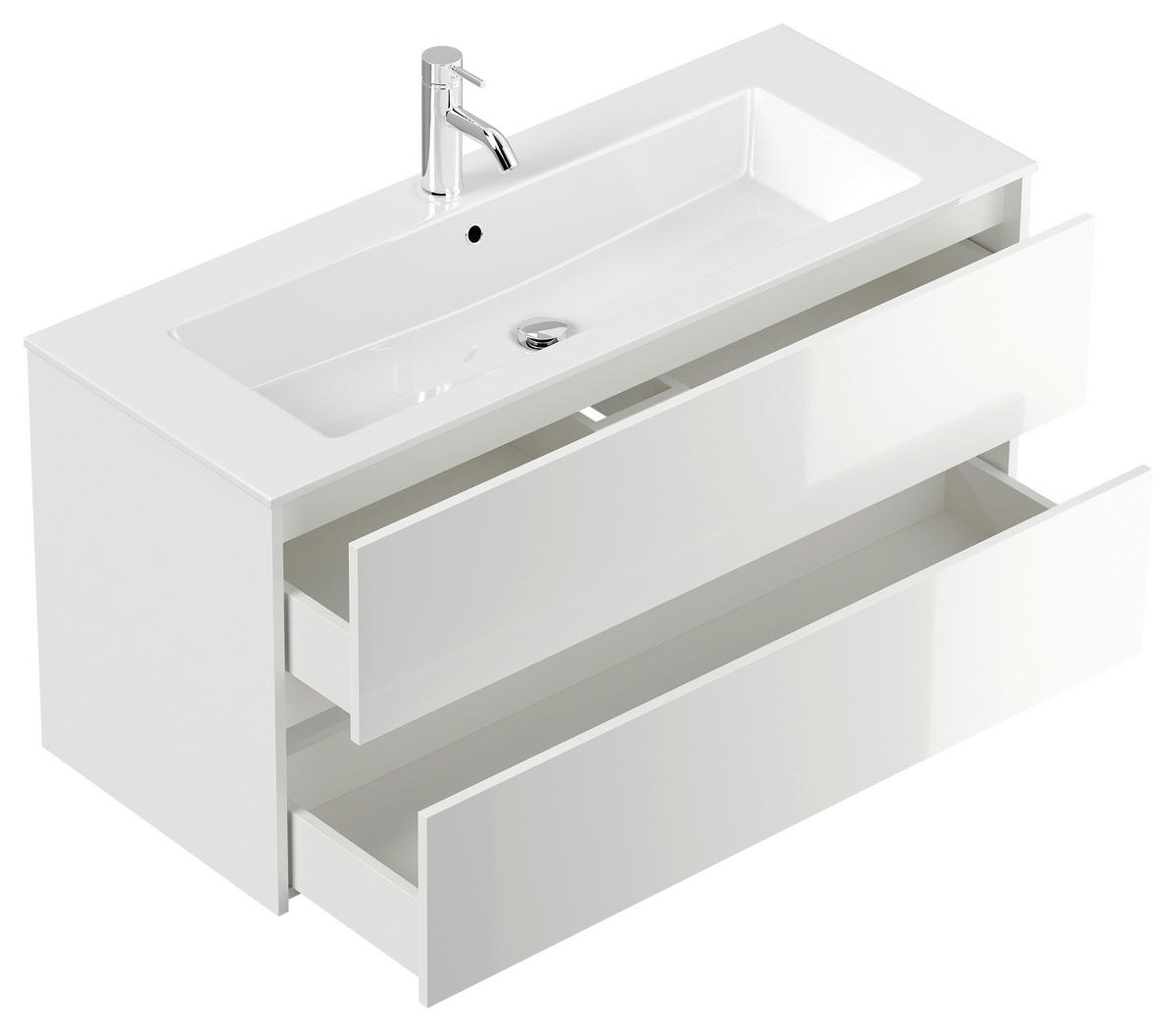 BADEZIMMER 5-teilig  in 120 cm  - Weiß Hochglanz/Weiß, Basics, Holzwerkstoff/Stein (120cm) - MID.YOU