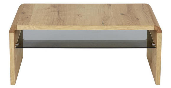 COUCHTISCH in Holz, Glas 109/65/46 cm  - Eichefarben, Design, Glas/Holz (109/65/46cm) - Moderano