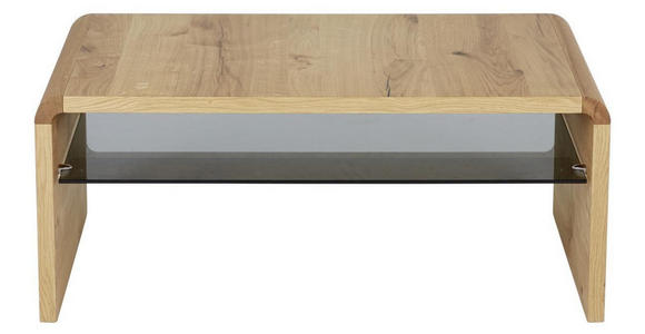 COUCHTISCH in Holz, Glas 109/65/46 cm - Eichefarben, Design, Glas/Holz (109/65/46cm) - Moderano