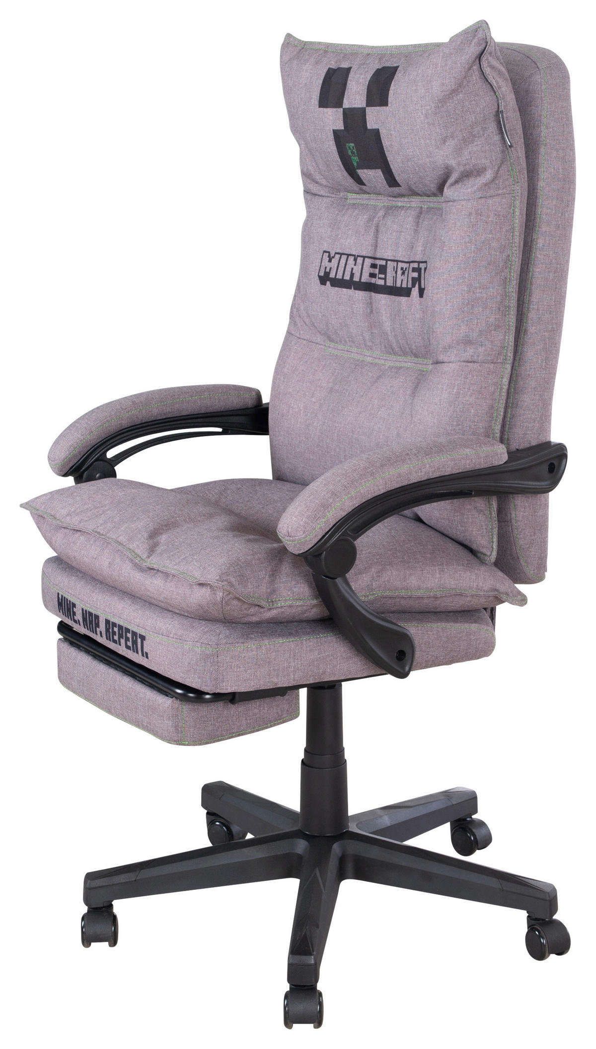 GAMING STOL umetna masa, tekstil siva  - siva, Moderno, umetna masa/tekstil (80,5/116/124/70,5cm) - Minecraft