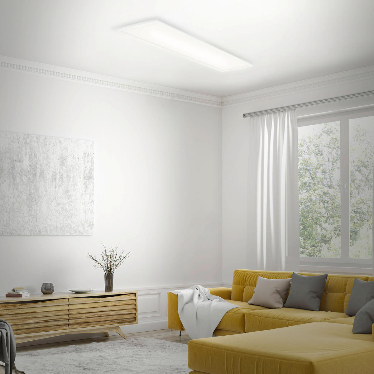 LED-DECKENLEUCHTE 100/25/6 cm   - Weiß, Design, Kunststoff (100/25/6cm)