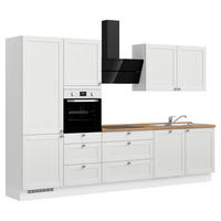 KÜCHENBLOCK Frame 330 cm  in Weiß, Eichefarben  - Edelstahlfarben/Eichefarben, MODERN, Holzwerkstoff/Metall (330cm) - Nobilia