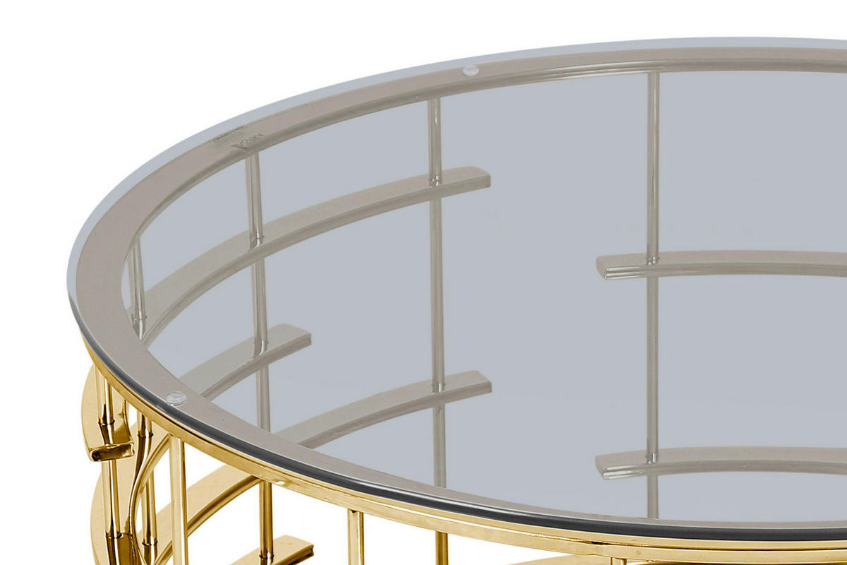 COUCHTISCH in Metall, Glas 90/90/42 cm  - Goldfarben/Grau, Design, Glas/Metall (90/90/42cm) - Livetastic