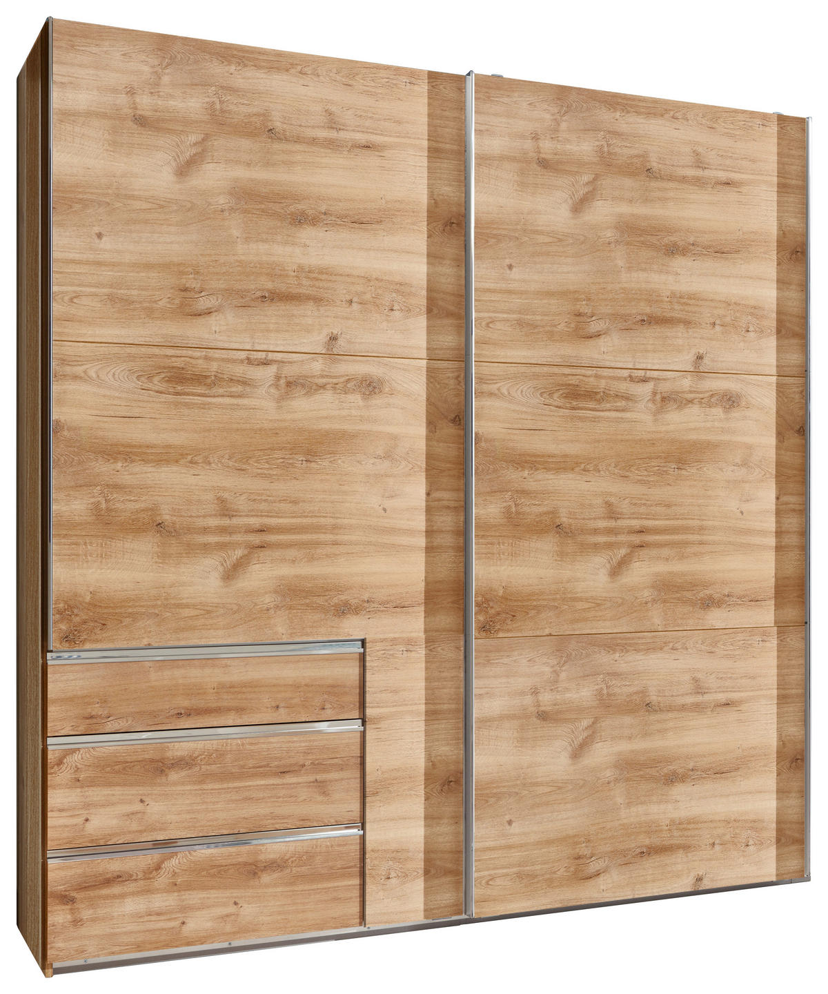 SCHWEBETÜRENSCHRANK in Eichefarben  - Chromfarben/Eichefarben, Modern, Holzwerkstoff/Metall (250/216/65cm) - MID.YOU