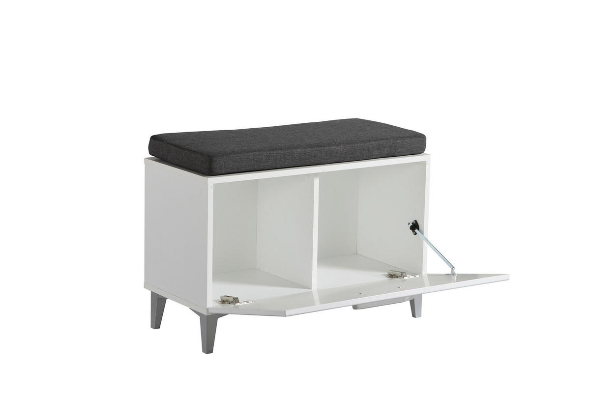 ELŐSZOBAPAD 74,5/53/35 cm  - sötétszürke/magasfényű fehér, Basics, műanyag/faalapú anyag (74,5/53/35cm) - Xora