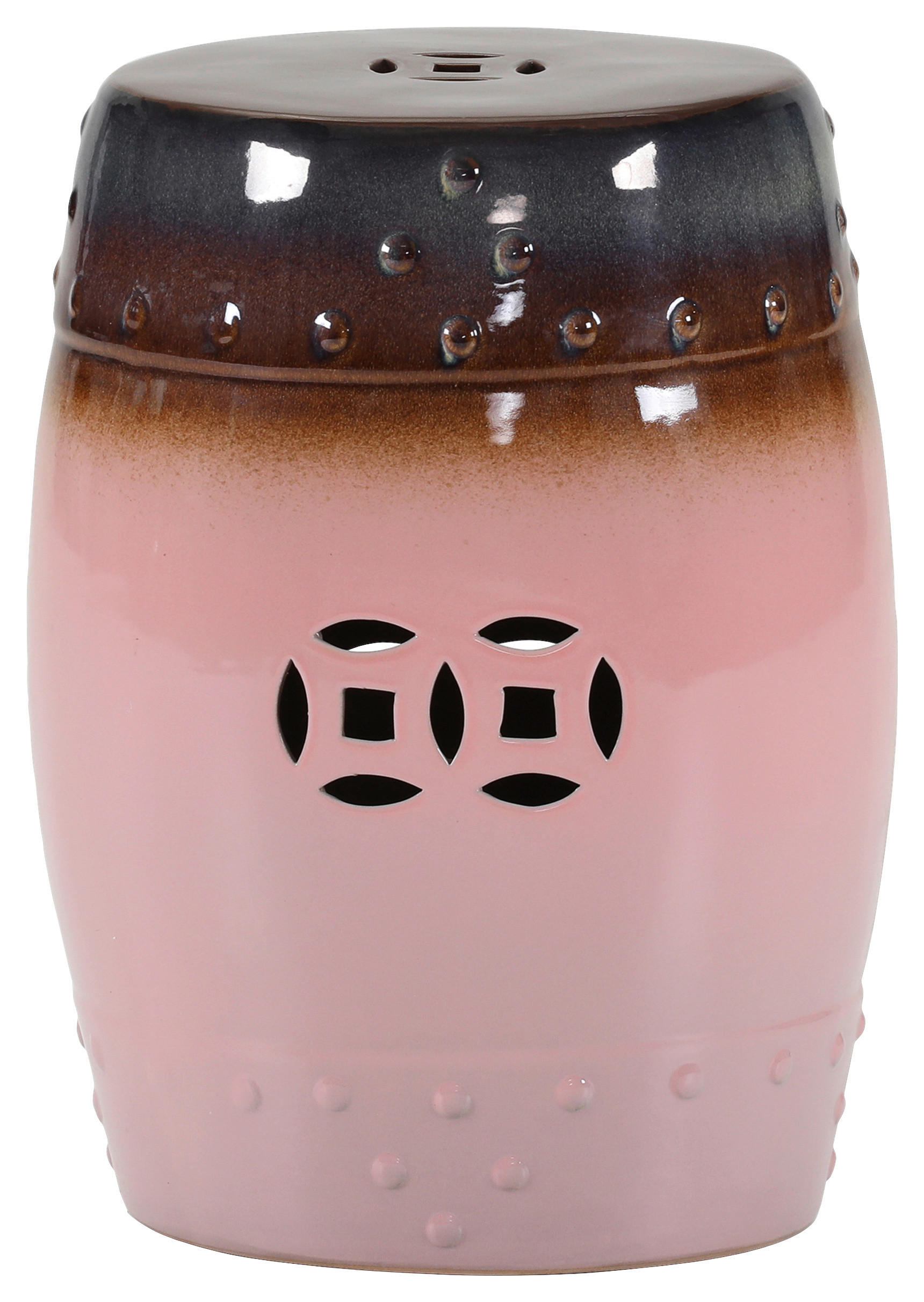 BEISTELLTISCH Braun, Rosa rund  - Braun/Rosa, Design, Keramik (33/45cm) - Carryhome