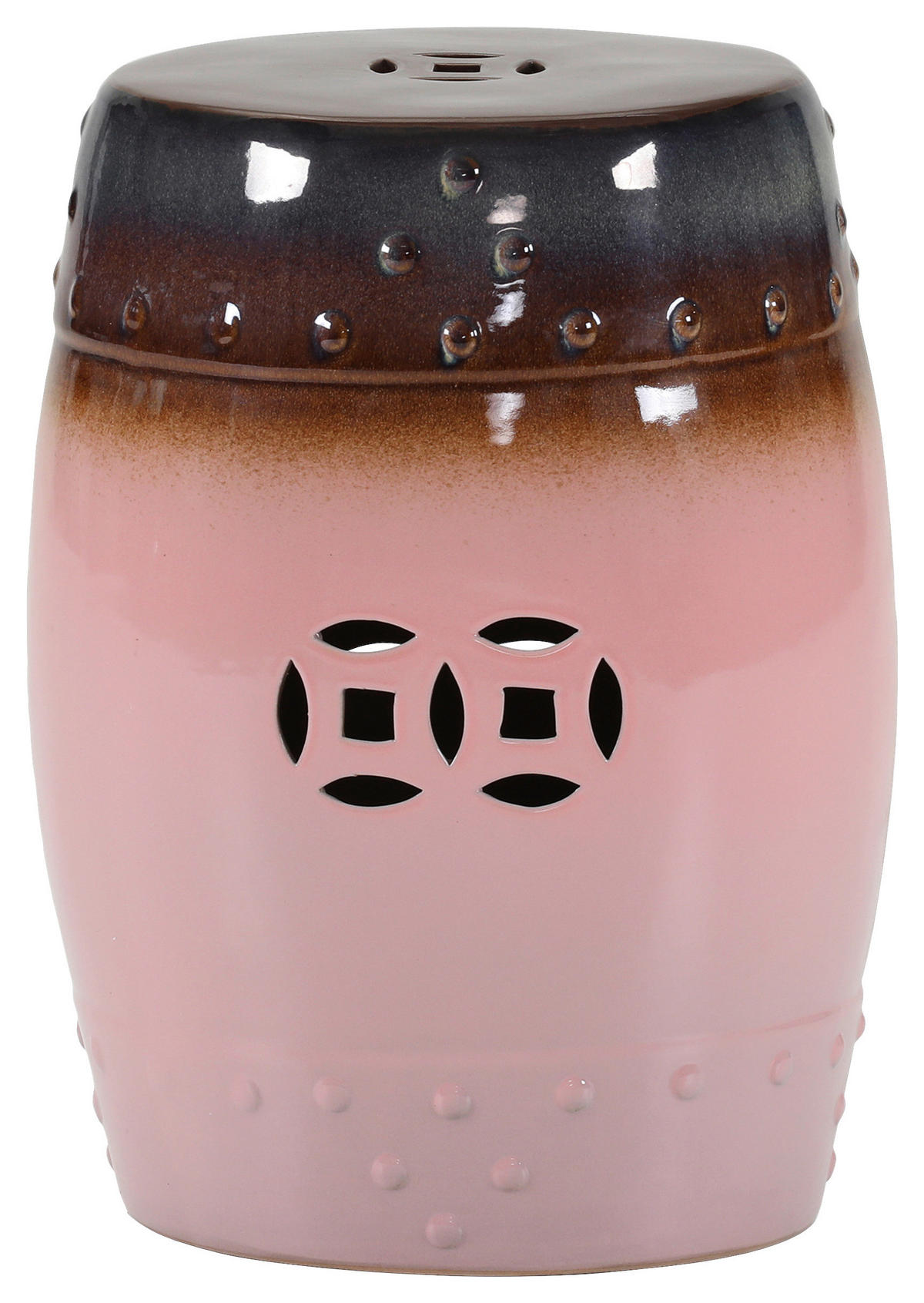 BEISTELLTISCH Braun, Rosa rund  - Braun/Rosa, Design, Keramik (33/45cm) - Carryhome