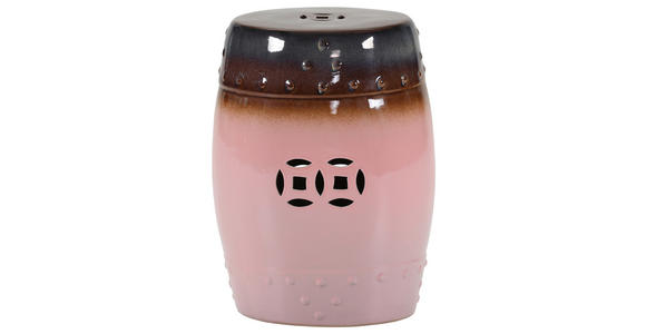 BEISTELLTISCH Braun, Rosa rund  - Braun/Rosa, Design, Keramik (33/45cm) - Carryhome