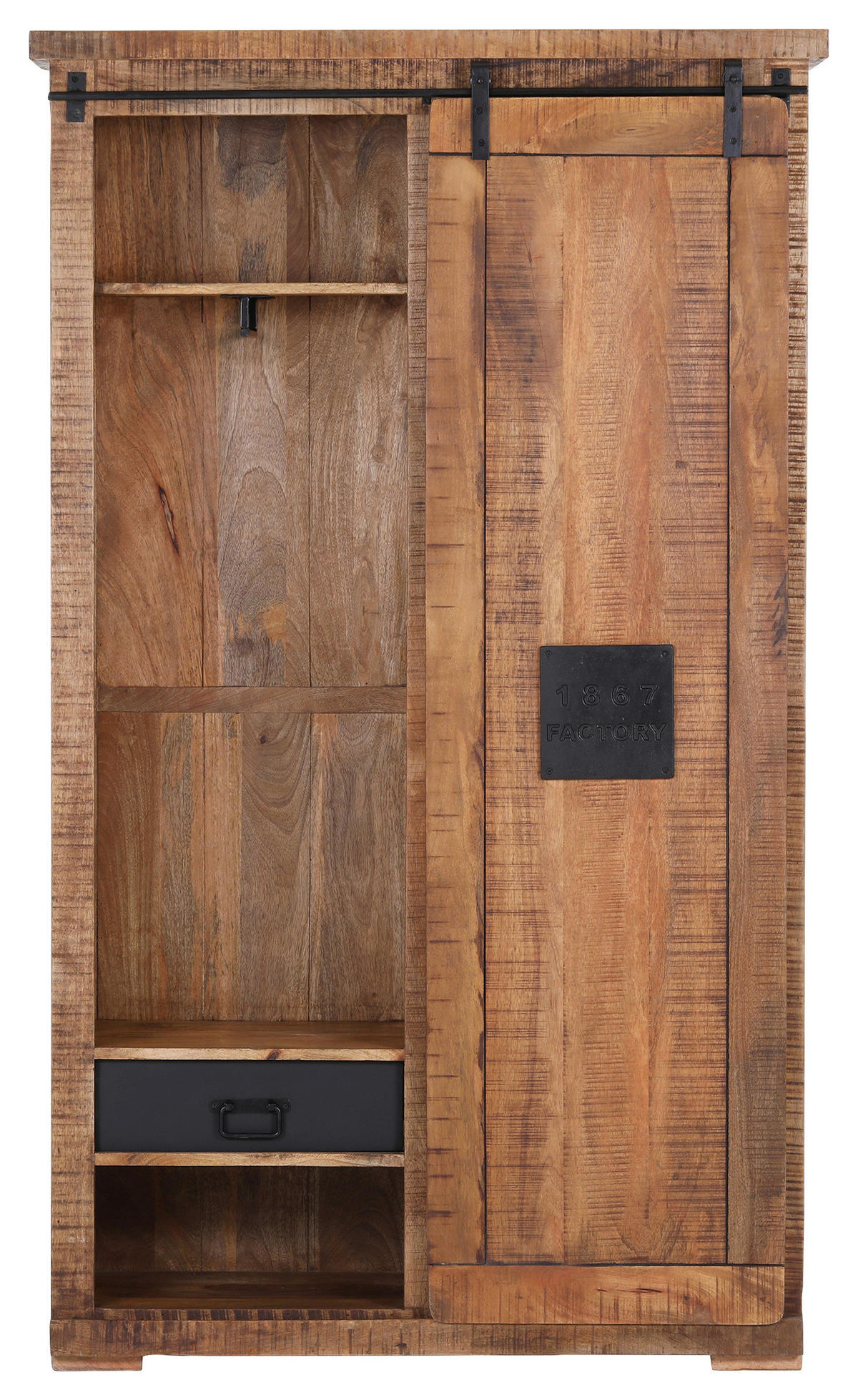 GARDEROBENSCHRANK  in 110/190/40 cm  - Schwarz/Braun, LIFESTYLE, Holz/Metall (110/190/40cm) - Landscape