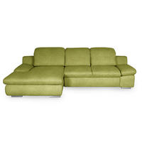 ECKSOFA 165/286 cm  in Chenille Grün Rücken echt, Armteilverstellung, Kopfteilverstellung, Kopfstütze  165/286 cm  - Chromfarben/Grün, Design, Textil/Metall (165/286cm) - Livetastic