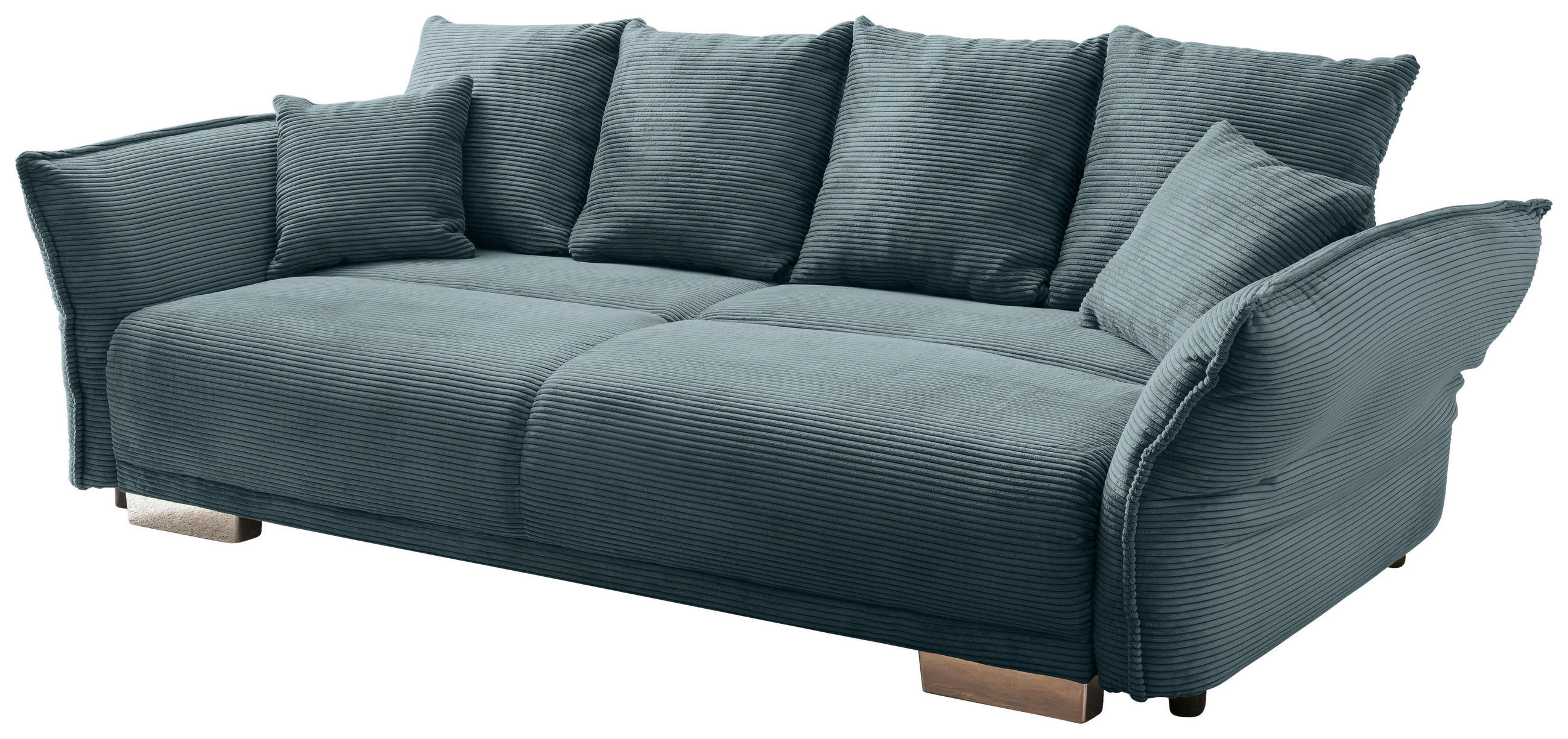 BIGSOFA in Cord Petrol  - Chromfarben/Petrol, Modern, Kunststoff/Textil (242/71/90/131cm) - Livetastic