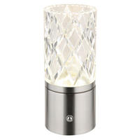 AKKU-TISCHLEUCHTE 8/19 cm  - Klar/Chromfarben, KONVENTIONELL, Kunststoff/Metall (8/19cm) - Globo