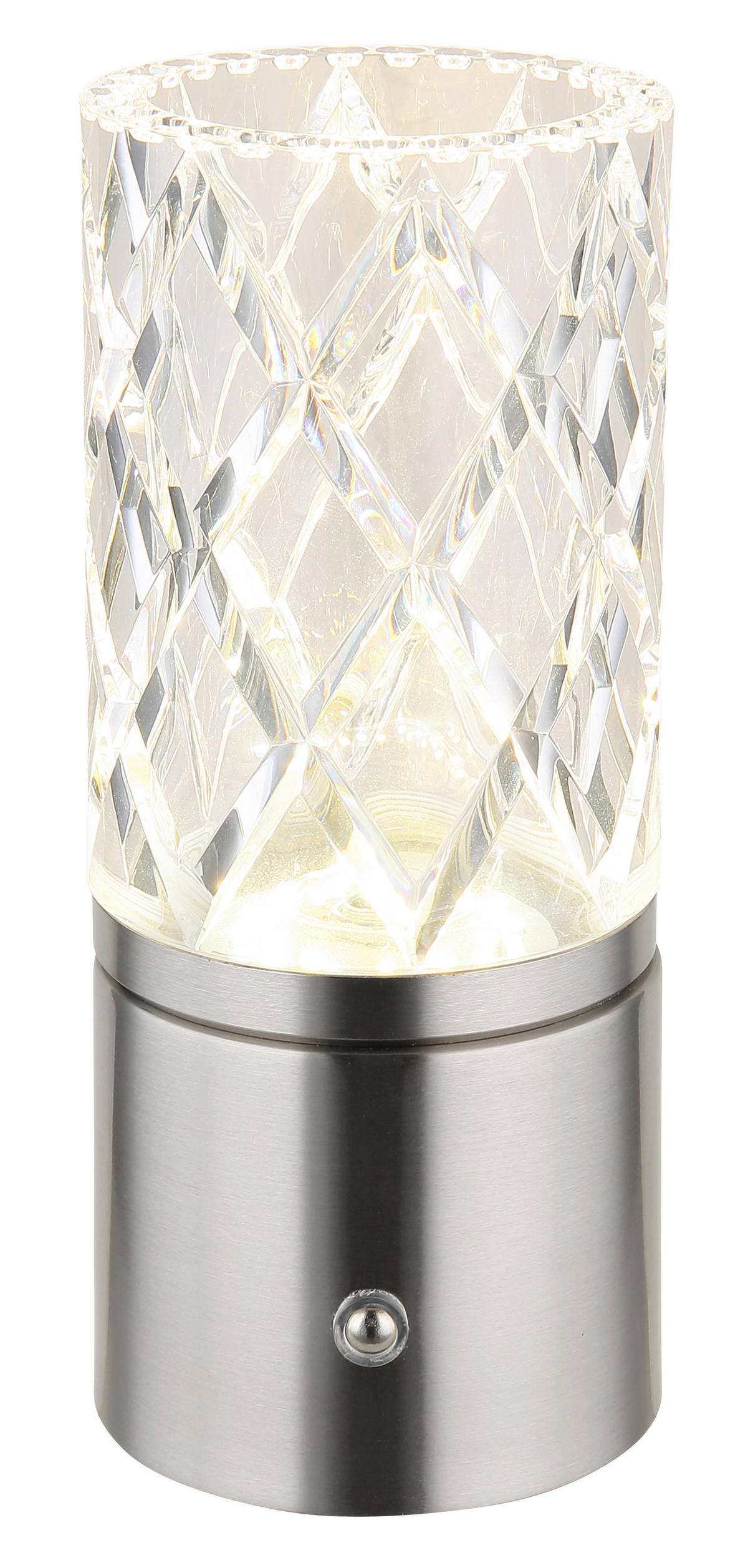 AKKU-TISCHLEUCHTE 8/19 cm  - Klar/Chromfarben, KONVENTIONELL, Kunststoff/Metall (8/19cm) - Globo