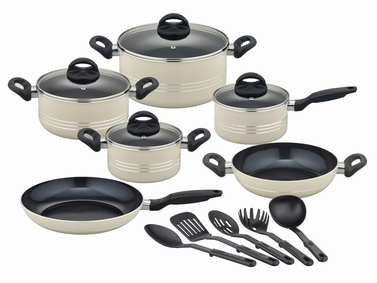 KOCHTOPFSET MILANO BEIGE 15-teilig  - Beige, Basics, Metall - GSW