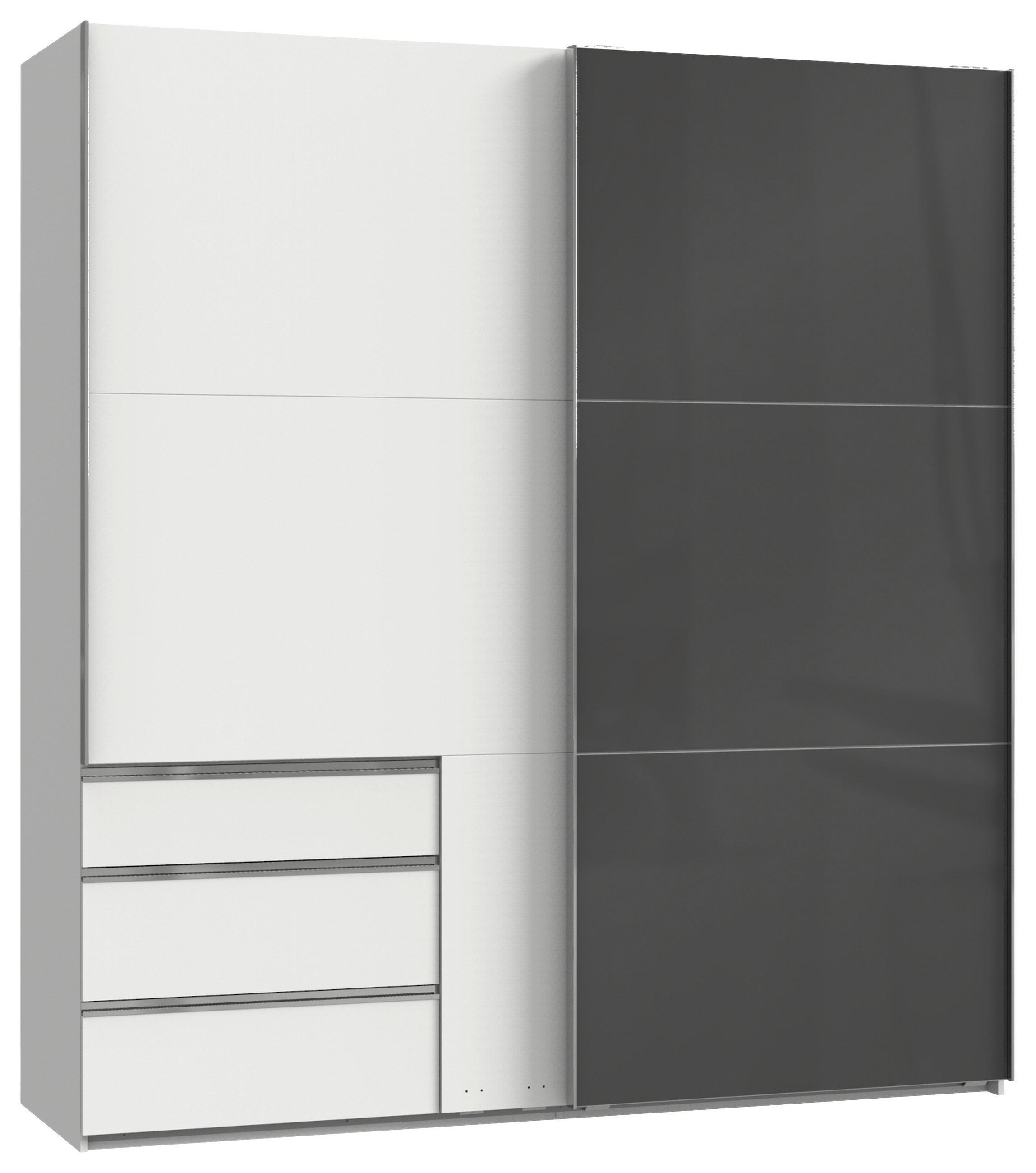 SCHWEBETÜRENSCHRANK 200/216/65 cm 2-türig Grau, Weiß  - Chromfarben/Weiß, MODERN, Holzwerkstoff (200/216/65cm) - MID.YOU