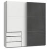 SCHWEBETÜRENSCHRANK  in Grau, Weiß  - Chromfarben/Weiß, MODERN, Holzwerkstoff (200/216/65cm) - MID.YOU