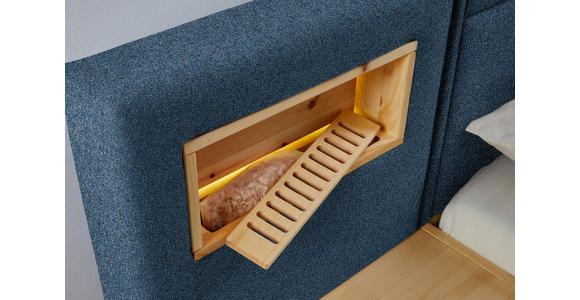 BETT 180/200 cm in Blau, Zirbelkieferfarben - Blau/Zirbelkieferfarben, Natur, Holz/Textil (180/200cm) - Valnatura
